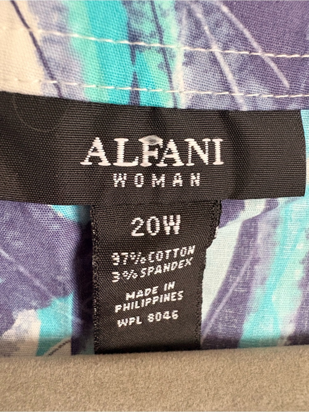 Plus Size Charming Alfani Sleeveless Button-Front Dress in Teal & Navy - 2XL - Picture 3 of 4